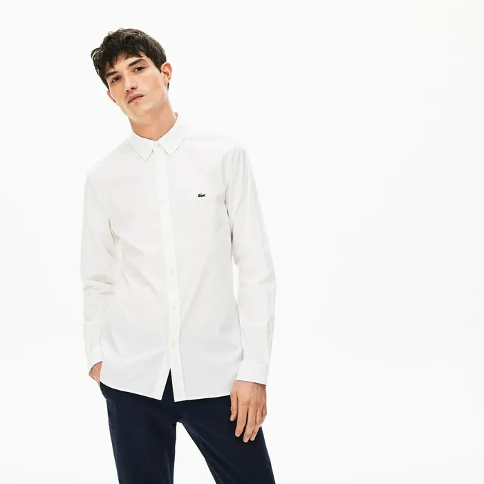 Soft Cotton Poplin Shirt White Mens Lacoste Button Down Shirts Gift 4 You