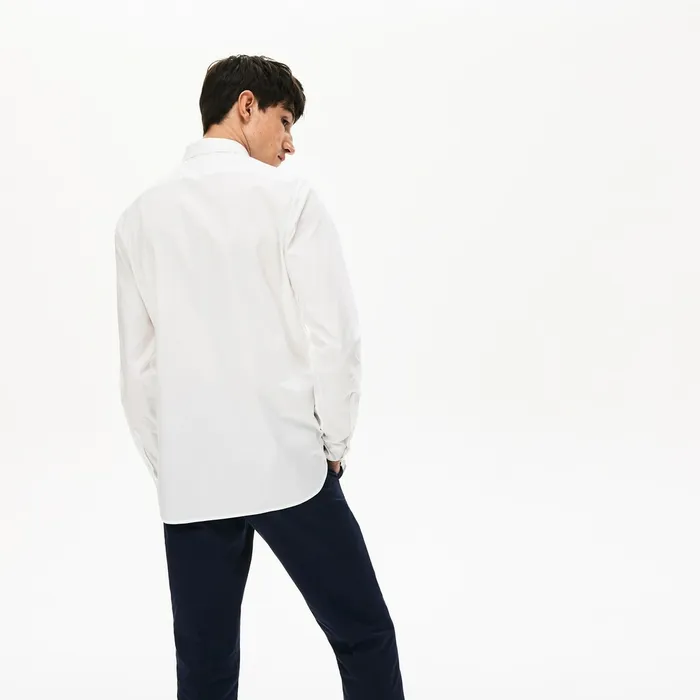 Soft Cotton Poplin Shirt White Mens Lacoste Button Down Shirts Gift 4 You