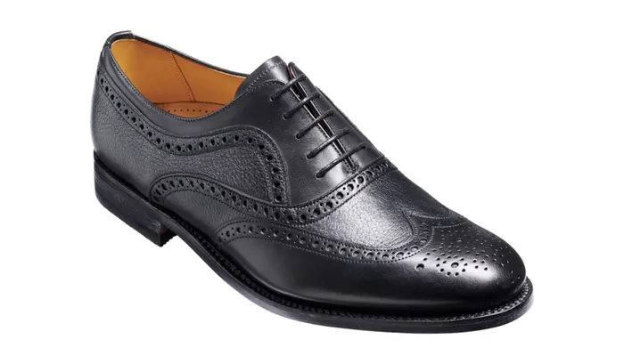Southport 8211 Black Calf Deerskin Mens Barker Shoes Brogues