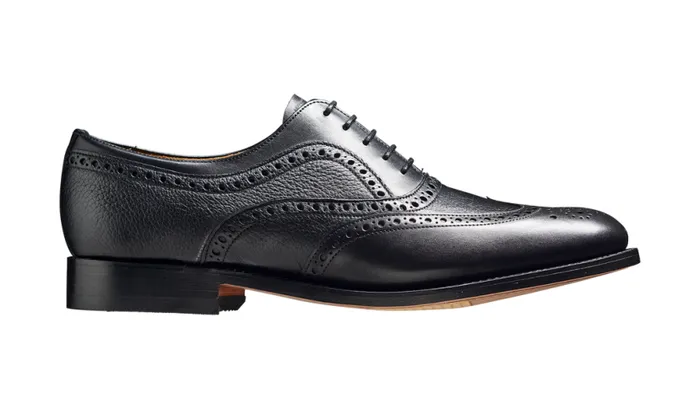 Southport 8211 Black Calf Deerskin Mens Barker Shoes Brogues
