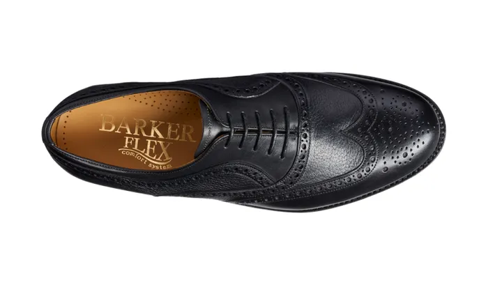 Southport 8211 Black Calf Deerskin Mens Barker Shoes Brogues