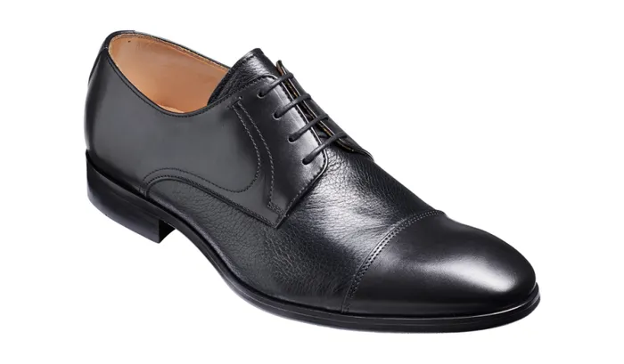 Southwold 8211 Black Calf Deerskin Mens Barker Shoes Derbys