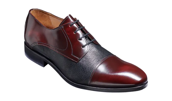 Southwold 8211 Burgundy HiShine Black Deerskin Mens Barker Shoes Derbys