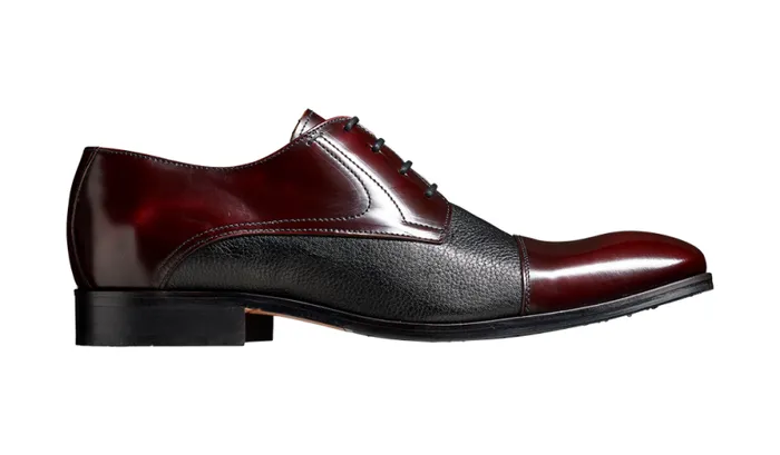 Southwold 8211 Burgundy HiShine Black Deerskin Mens Barker Shoes Derbys