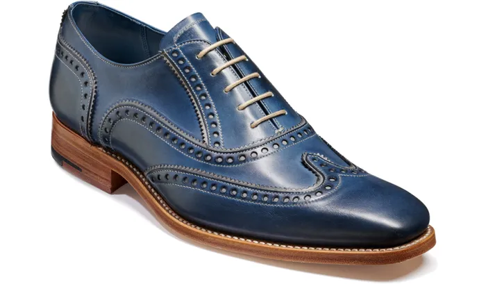 Spencer 8211 Navy Grey Hand Painted Mens Barker Shoes Brogues
