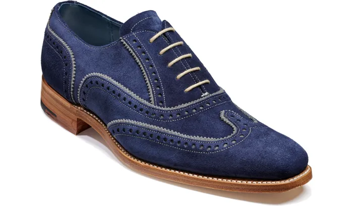Spencer 8211 Navy Grey Suede Mens Barker Shoes Oxfords
