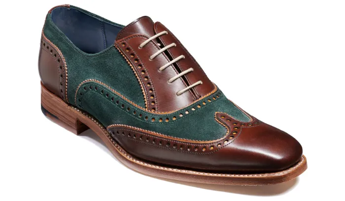 Spencer 8211 Walnut Calf Green Suede Mens Barker Shoes Brogues