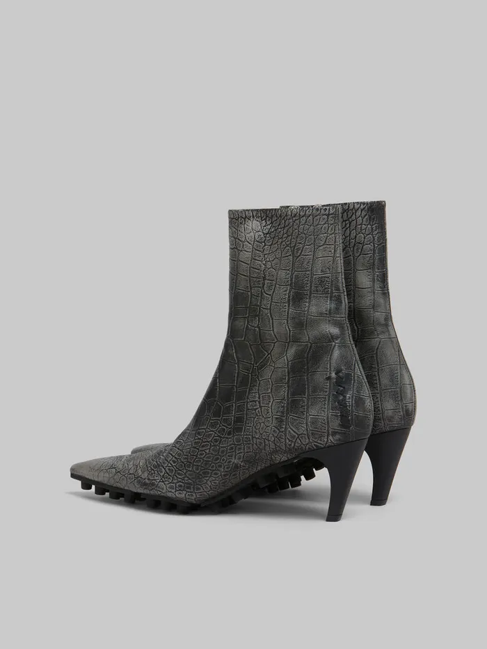 Spike Ankle Boot In Crocodile Print Leather Women Marni Boots