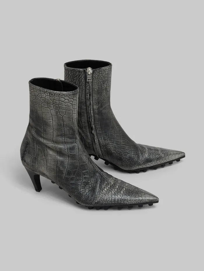 Spike Ankle Boot In Crocodile Print Leather Women Marni Boots