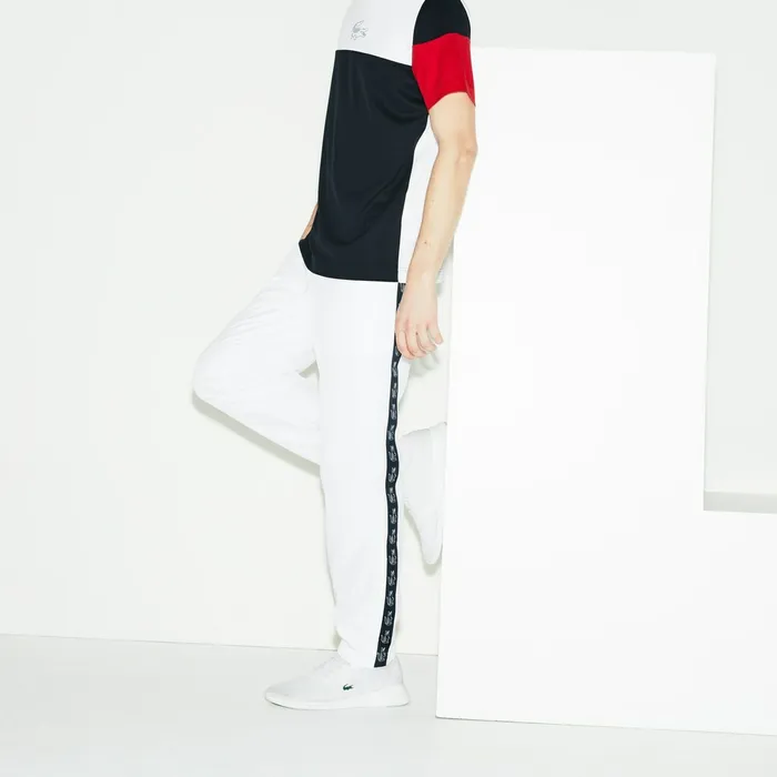 SPORT Band Tennis Sweatpants WhiteNavy Blue Mens Lacoste Tracksuits Online Outlet Store