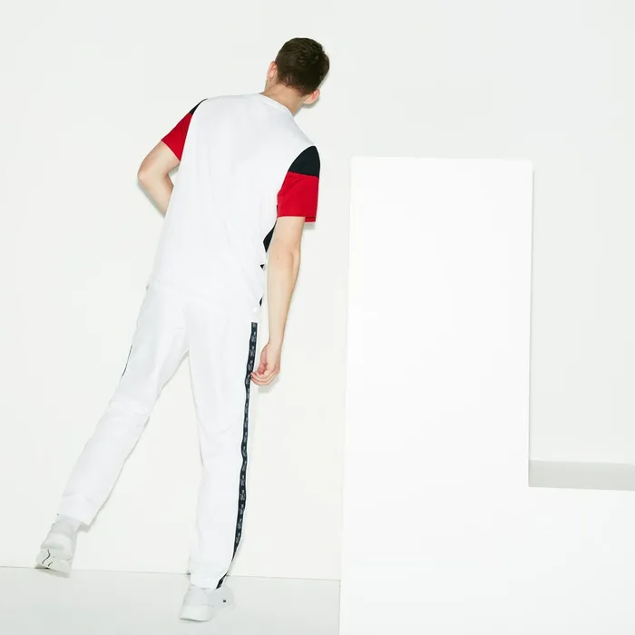 SPORT Band Tennis Sweatpants WhiteNavy Blue Mens Lacoste Tracksuits Online Outlet Store