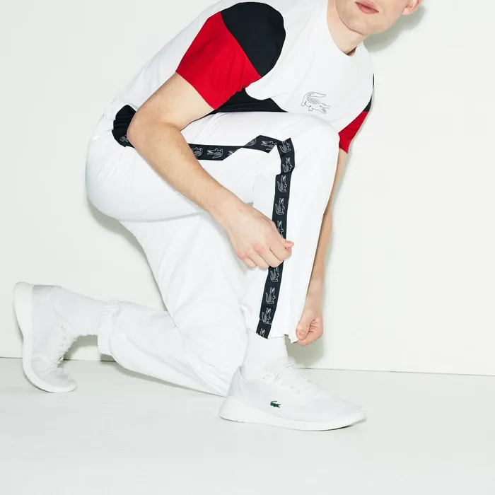 SPORT Band Tennis Sweatpants WhiteNavy Blue Mens Lacoste Tracksuits Online Outlet Store