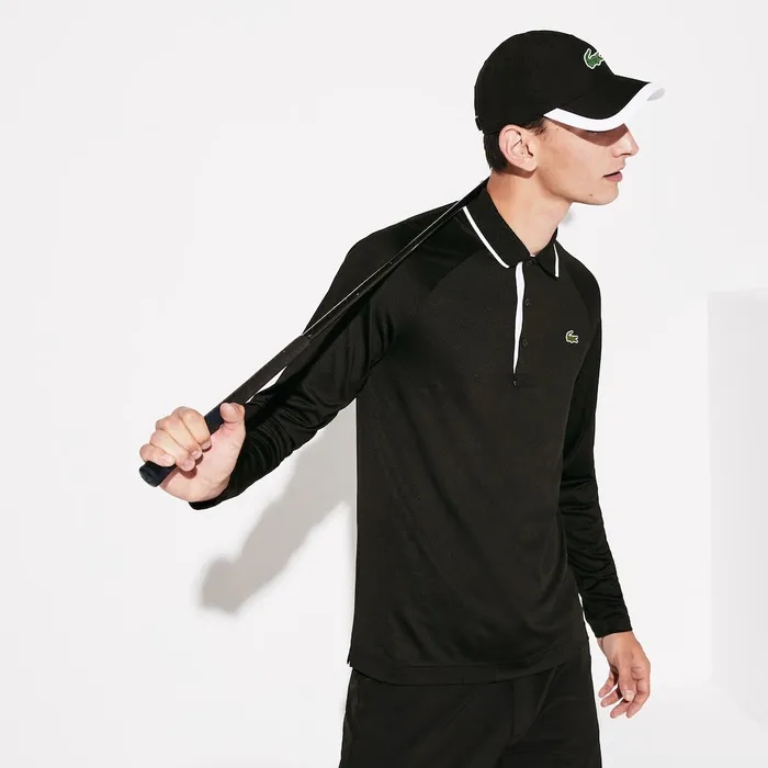 SPORT Breathable Golf Polo Shirt BlackWhite Mens Lacoste Polos Shop