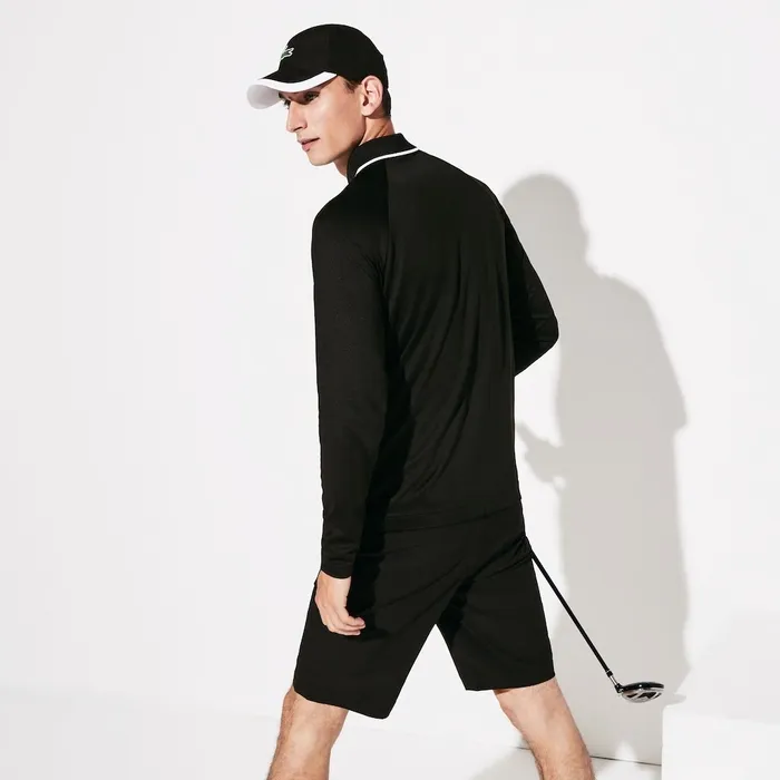 SPORT Breathable Golf Polo Shirt BlackWhite Mens Lacoste Polos Shop