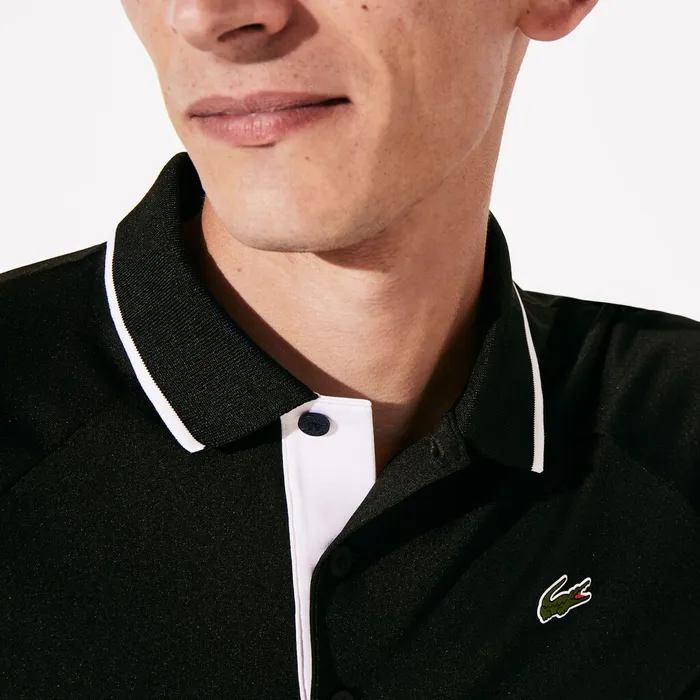 SPORT Breathable Golf Polo Shirt BlackWhite Mens Lacoste Polos Shop