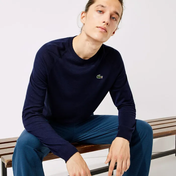 SPORT BreathableKnit Golf Sweater Navy Blue Mens Lacoste Sweaters Popular
