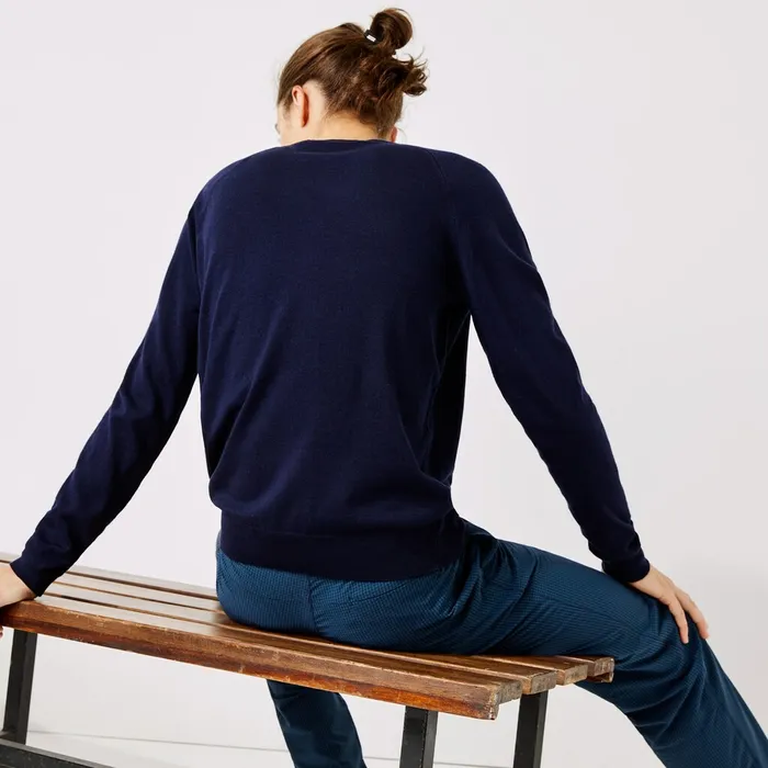 SPORT BreathableKnit Golf Sweater Navy Blue Mens Lacoste Sweaters Popular