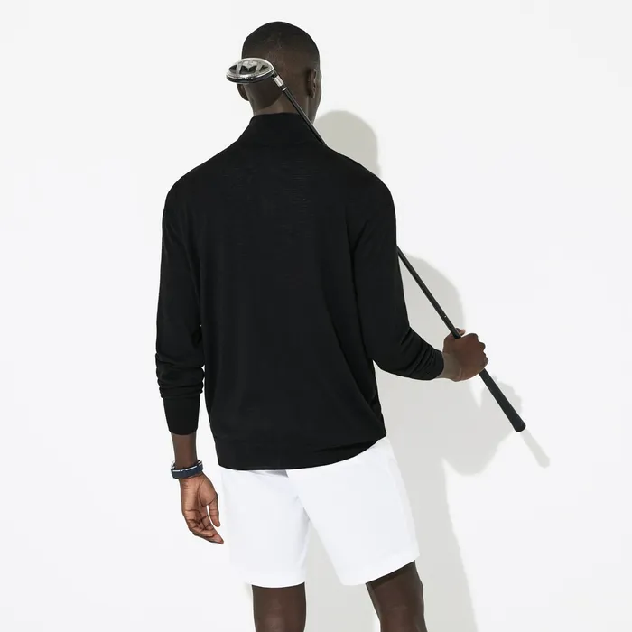 SPORT BreathableKnit ZipUp Golf Sweater Black Mens Lacoste Sweaters Store