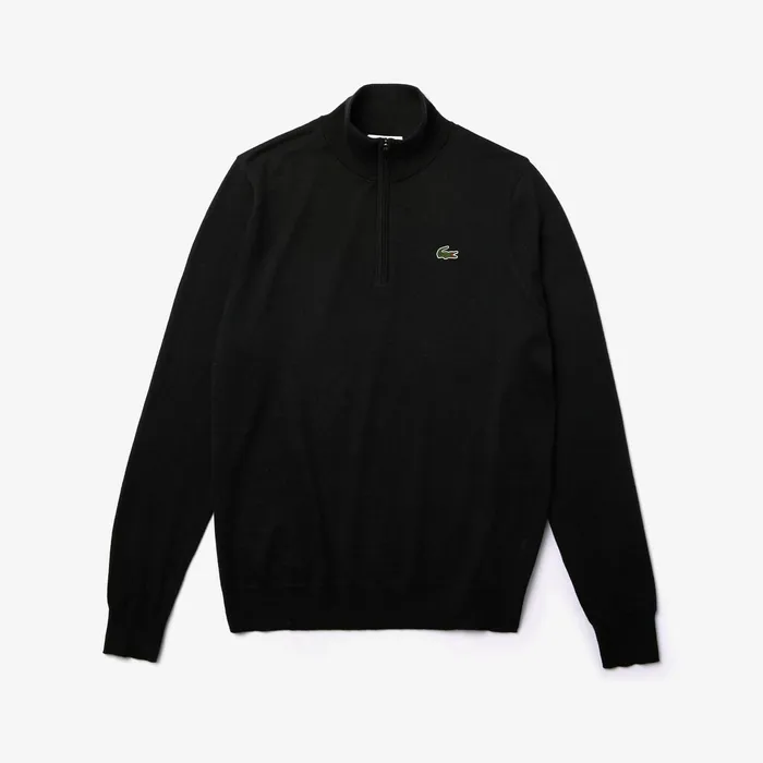 SPORT BreathableKnit ZipUp Golf Sweater Black Mens Lacoste Sweaters Store