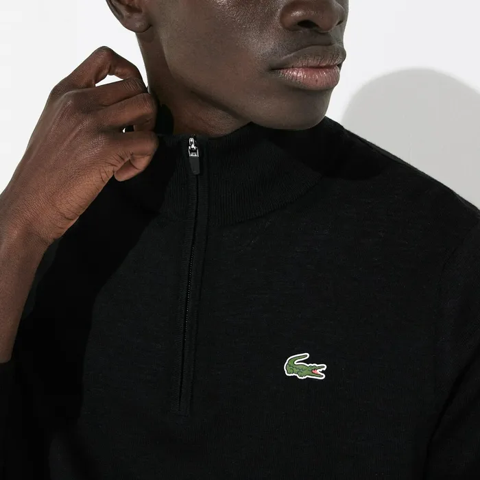 SPORT BreathableKnit ZipUp Golf Sweater Black Mens Lacoste Sweaters Store