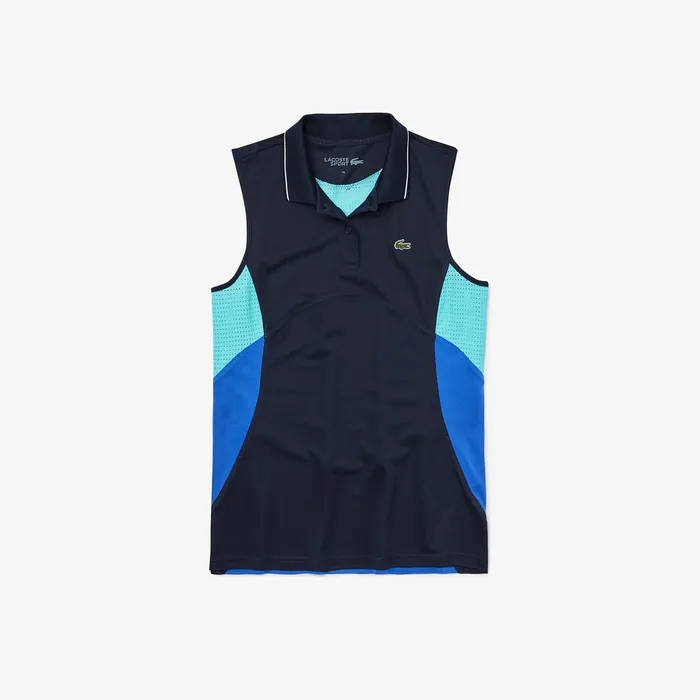 SPORT Breathable Piqu Tennis Polo Navy BlueBlueTurquoiseWhite Womens Lacoste Polos For Sale