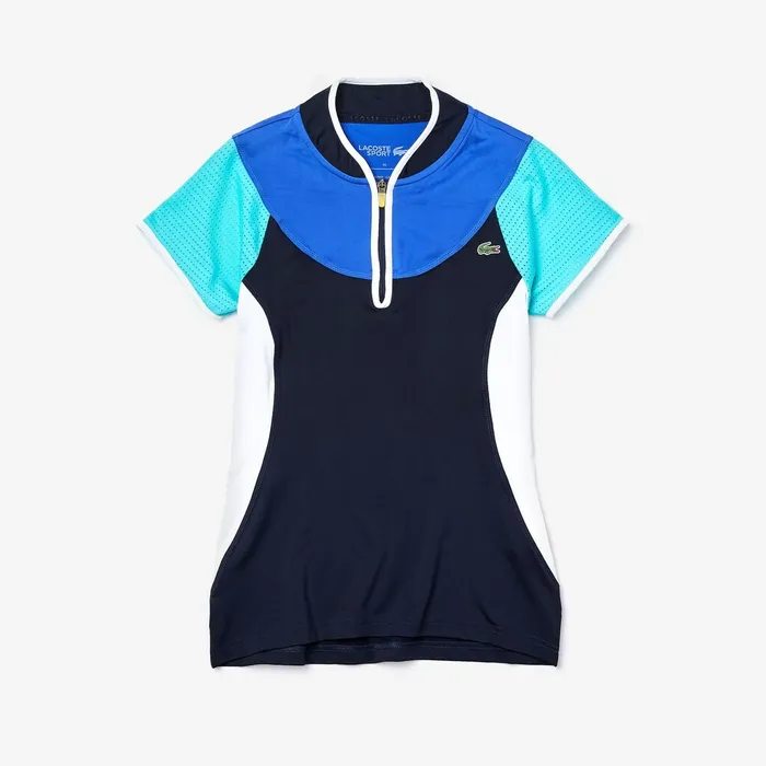 SPORT Breathable Stretch Tennis Polo Navy BlueBlueTurquoiseWhiteYellow Womens Lacoste Polos Near Me