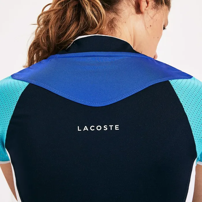 SPORT Breathable Stretch Tennis Polo Navy BlueBlueTurquoiseWhiteYellow Womens Lacoste Polos Near Me