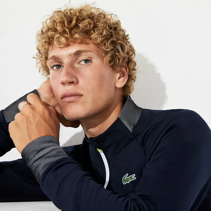 SPORT Breathable UV Protection Golf Sweatshirt Navy BlueWhiteFlashy Yellow Mens Lacoste Sweatshirts For Sale Online