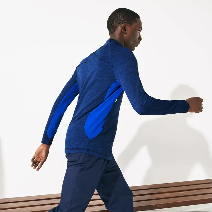 SPORT Breathable UV Protection Zip Sweatshirt Blue ChineBlueFlashy YellowNavy Blue Mens Lacoste Sweatshirts Cheap On Sale