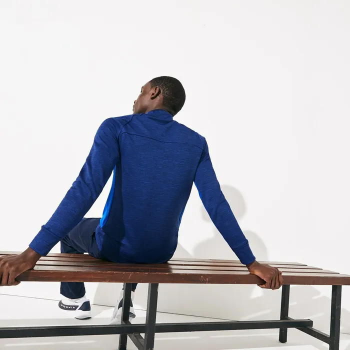 SPORT Breathable UV Protection Zip Sweatshirt Blue ChineBlueFlashy YellowNavy Blue Mens Lacoste Sweatshirts Cheap On Sale