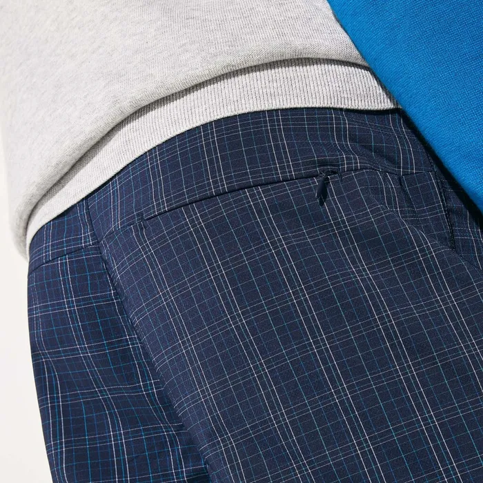 SPORT Checked Stretch Golf Bermudas Navy BlueBlueWhiteTurquoise Mens Lacoste Pants and Shorts Shop Online