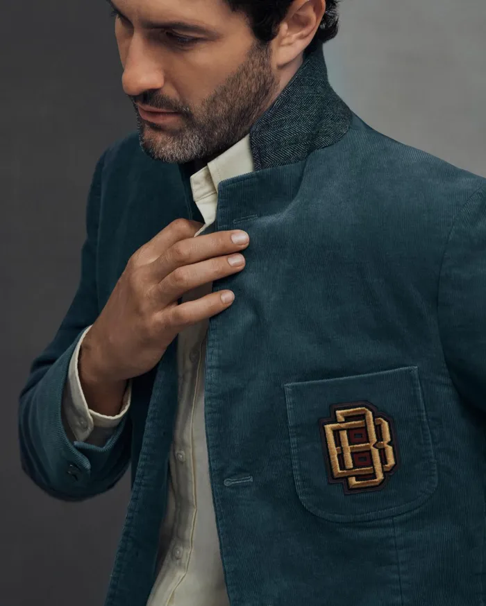 Sport Coats andamp Blazers Men Brooks Brothers Classic Fit Stretch Cotton FineWale Corduroy Embroidered Sport Coat Blue