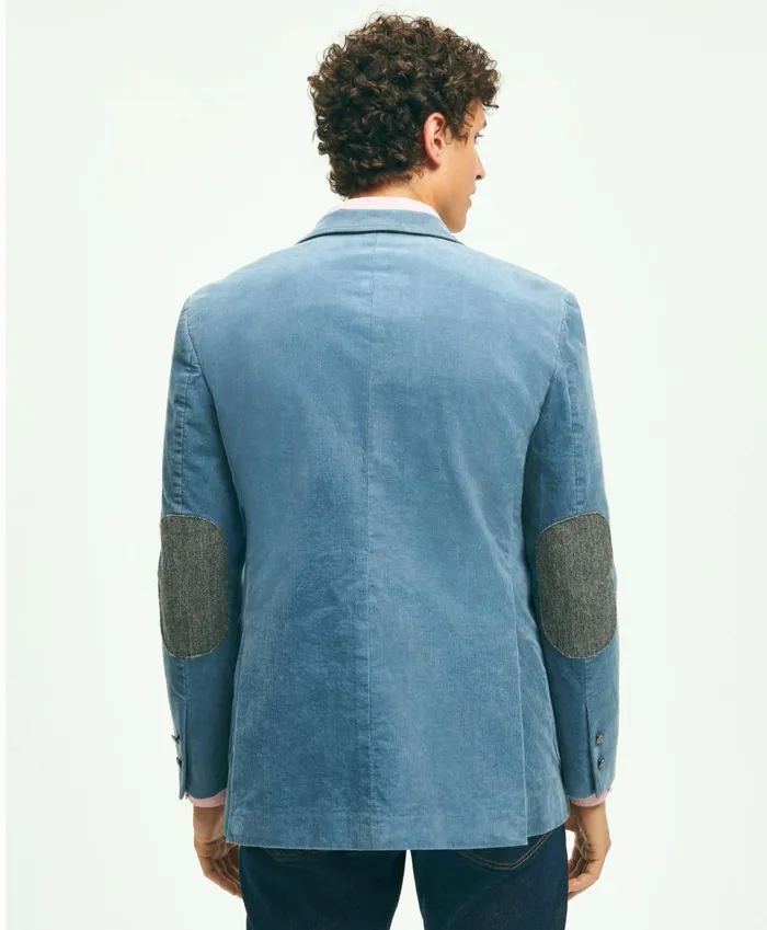 Sport Coats andamp Blazers Men Brooks Brothers Classic Fit Stretch Cotton FineWale Corduroy Embroidered Sport Coat Blue