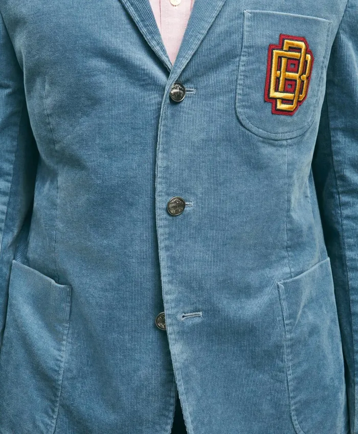 Sport Coats andamp Blazers Men Brooks Brothers Classic Fit Stretch Cotton FineWale Corduroy Embroidered Sport Coat Blue