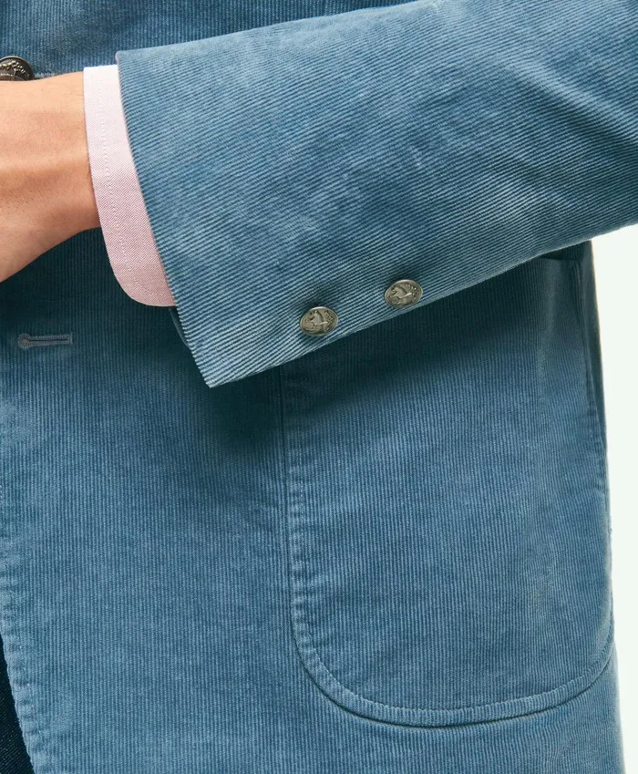 Sport Coats andamp Blazers Men Brooks Brothers Classic Fit Stretch Cotton FineWale Corduroy Embroidered Sport Coat Blue