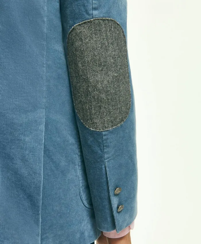 Sport Coats andamp Blazers Men Brooks Brothers Classic Fit Stretch Cotton FineWale Corduroy Embroidered Sport Coat Blue