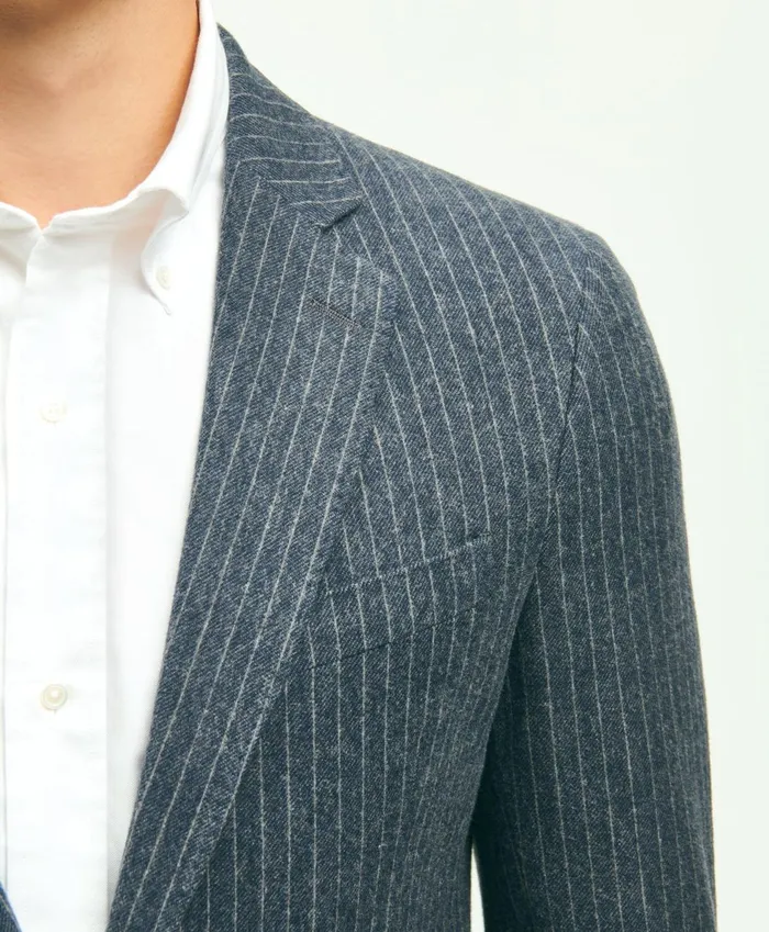 Sport Coats andamp Blazers Men Brooks Brothers Classic Fit Stretch Cotton Knit Pinstriped Sport Coat Navy