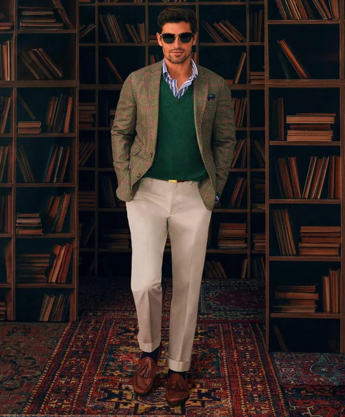Sport Coats andamp Blazers Men Brooks Brothers Classic Fit WoolLinen Overcheck 1818 Sport Coat Multi