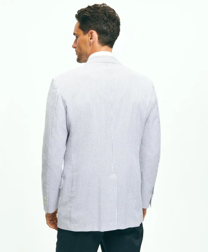 Sport Coats andamp Blazers Men Brooks Brothers Madison TraditionalFit Stretch Cotton Seersucker Sport Coat Blue