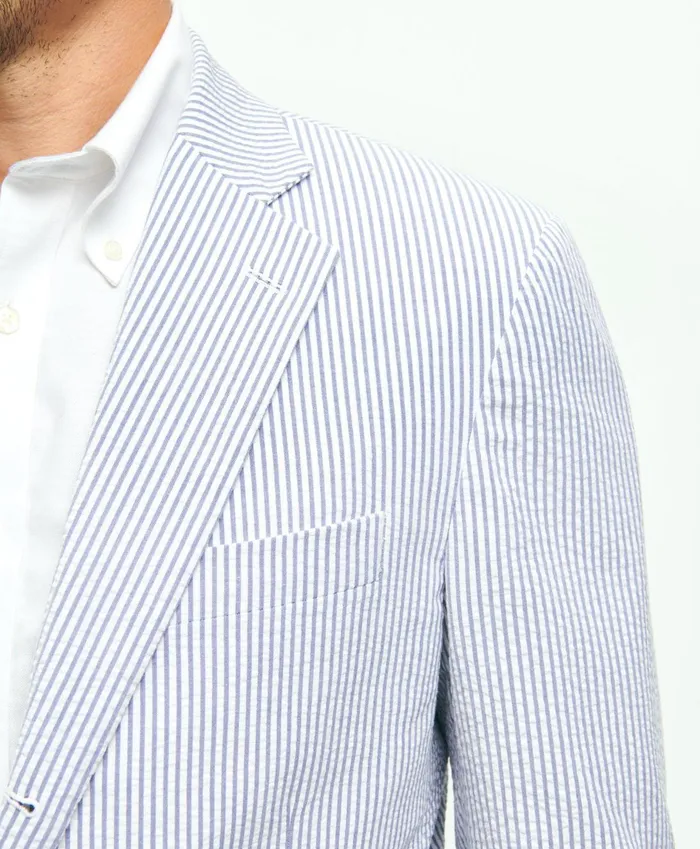 Sport Coats andamp Blazers Men Brooks Brothers Madison TraditionalFit Stretch Cotton Seersucker Sport Coat Blue