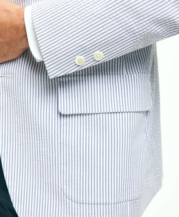 Sport Coats andamp Blazers Men Brooks Brothers Madison TraditionalFit Stretch Cotton Seersucker Sport Coat Blue