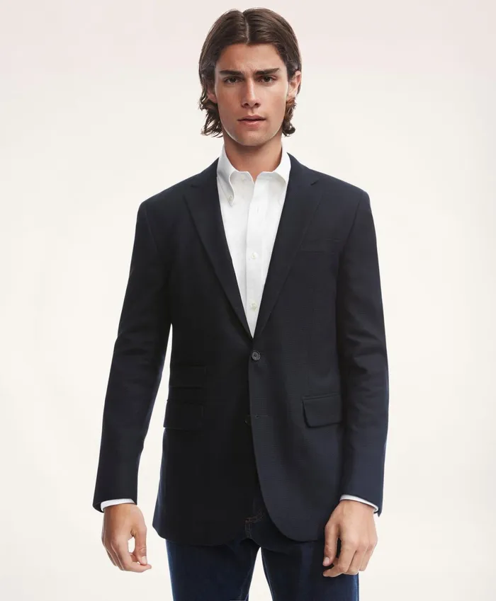Sport Coats andamp Blazers Men Brooks Brothers Milano SlimFit Hopsack Blazer Navy
