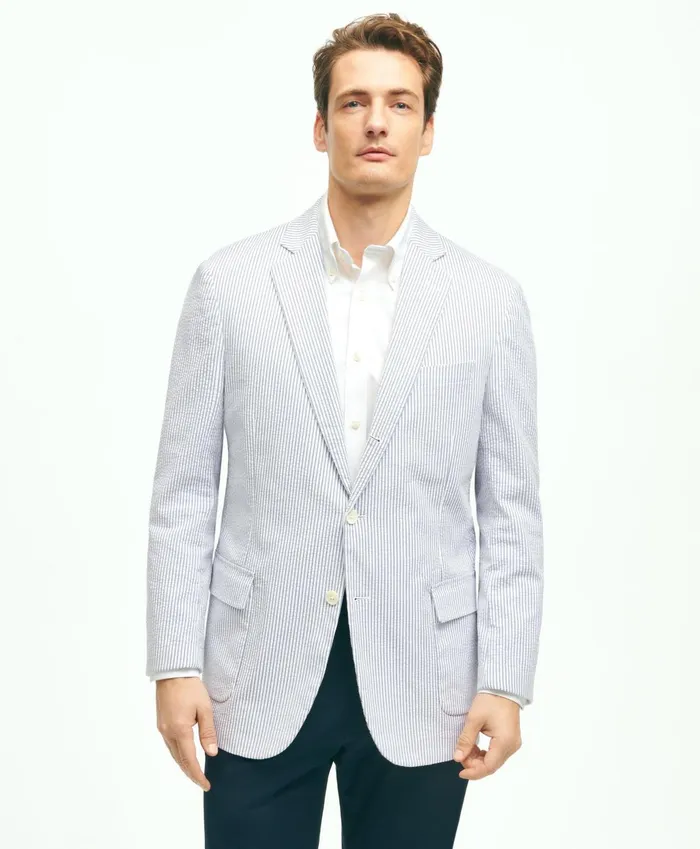 Sport Coats andamp Blazers Men Brooks Brothers Regent ClassicFit Stretch Cotton Seersucker Sport Coat Blue