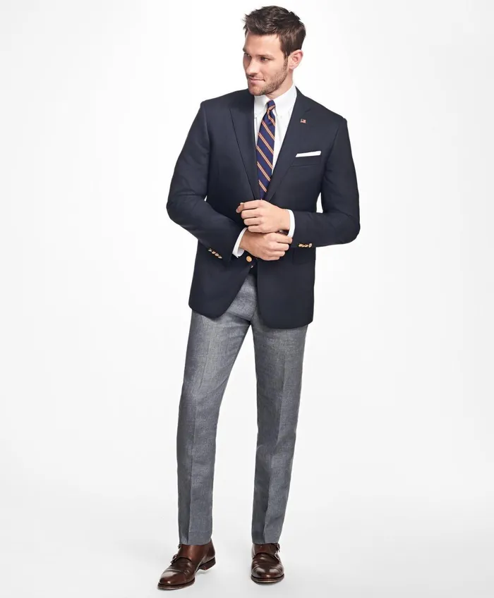 Sport Coats andamp Blazers Men Brooks Brothers Regent ClassicFit TwoButton 1818 Blazer Navy