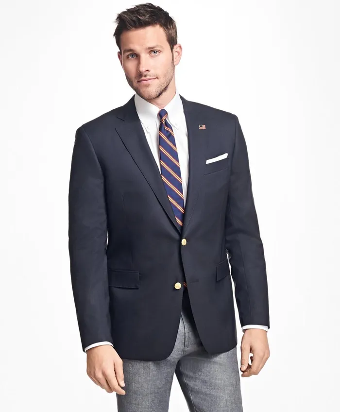 Sport Coats andamp Blazers Men Brooks Brothers Regent ClassicFit TwoButton 1818 Blazer Navy