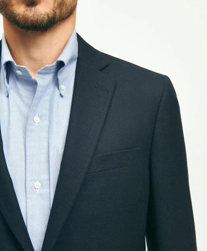 Sport Coats andamp Blazers Men Brooks Brothers Traditional Fit Stretch Wool Hopsack Blazer Navy