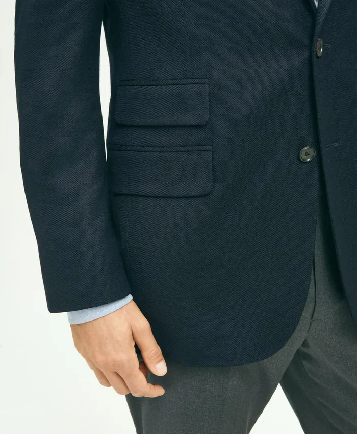 Sport Coats andamp Blazers Men Brooks Brothers Traditional Fit Stretch Wool Hopsack Blazer Navy