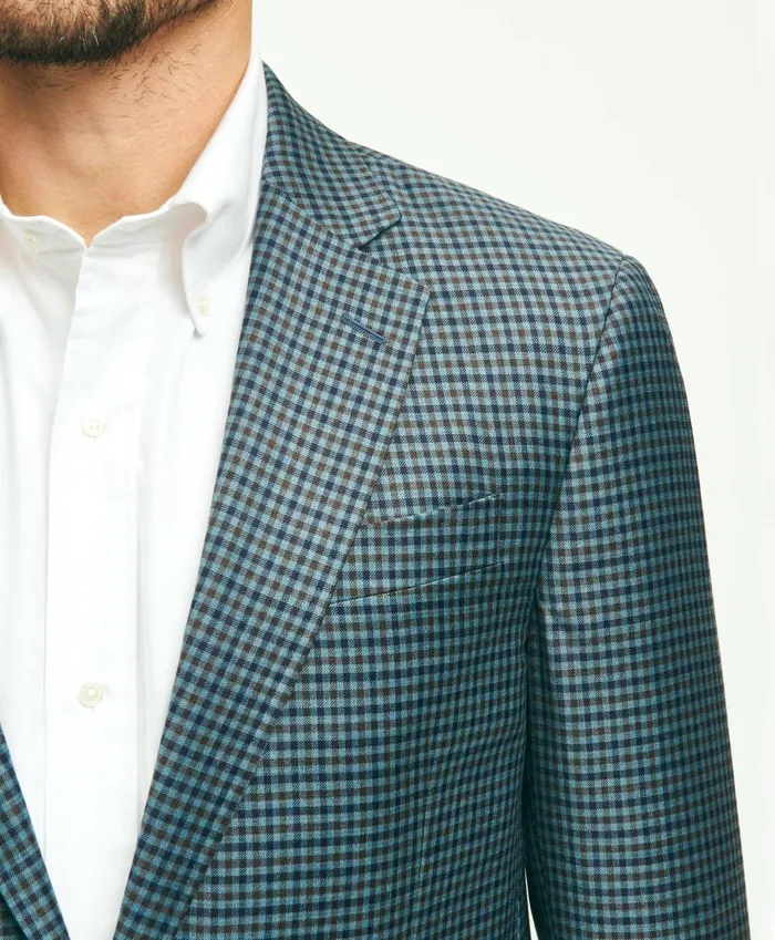 Sport Coats andamp Blazers Men Brooks Brothers Traditional Fit Wool Guncheck Sport Coat Aqua