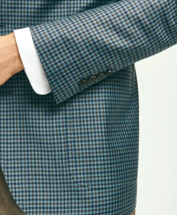 Sport Coats andamp Blazers Men Brooks Brothers Traditional Fit Wool Guncheck Sport Coat Aqua