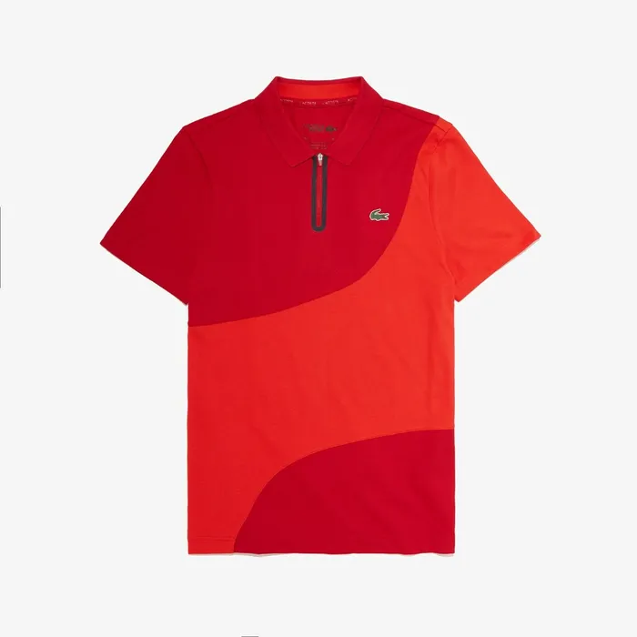 SPORT ColorBlocked Breathable Piqu Zip Golf Polo Shirt RedNavy Blue Mens Lacoste Polos Online Store SPORT ColorBlocked Breathable Piqu Zip Golf Polo Shirt RedNavy Blue Mens Lacoste Polos Online Store